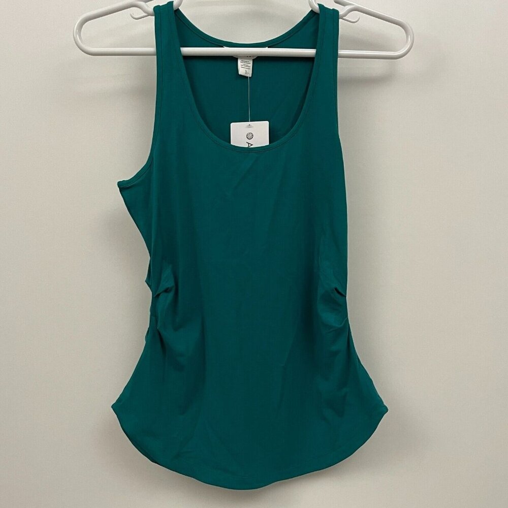 Athleta Outbound Green Tank Top Vest Size Small Ruched Sides Sleeveless New